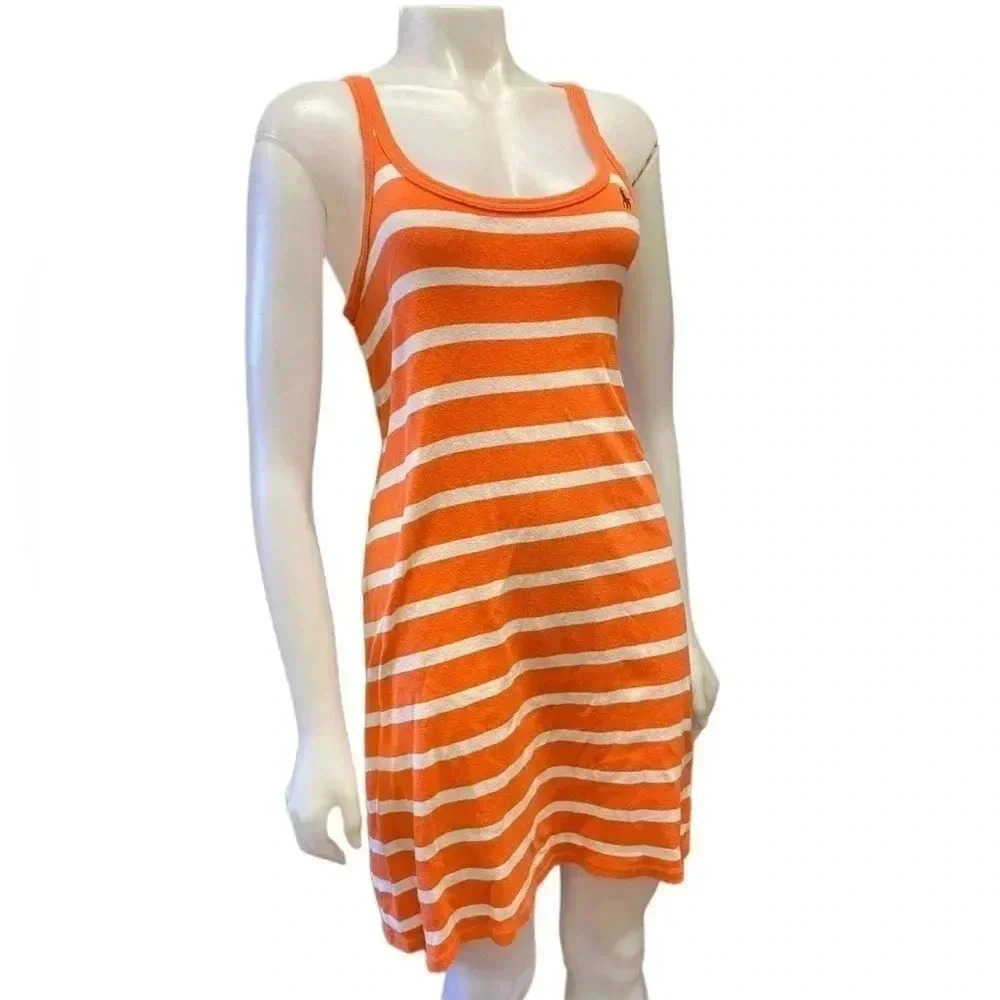 💥HOST PICK💥 Ralph Lauren Orange & White Striped Sleeveless Mini Dress Size Large